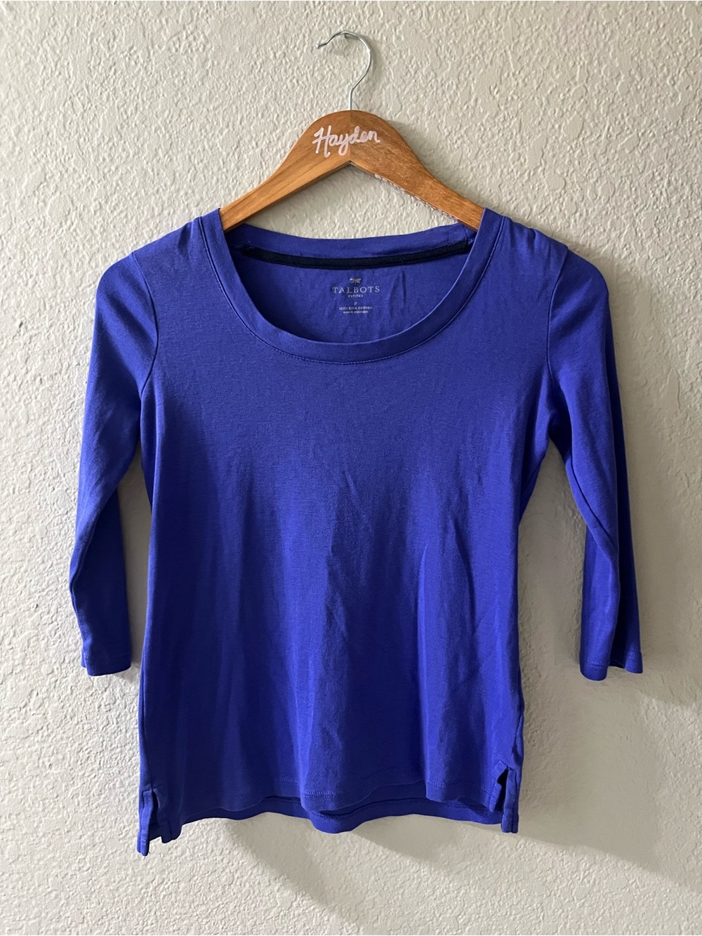 Talbots Women's Purple-Blue Scoop Neck Stretch Top